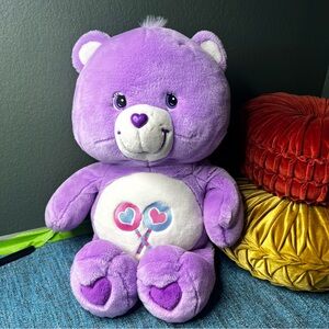 Vintage 2002 Care Bear Share Teddy Bear Plush Stuffed Animal Large 25" Purple